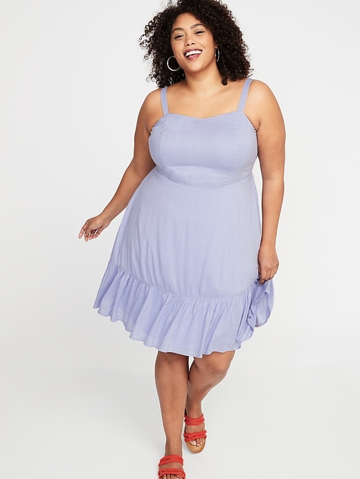 Image number 1 showing, Plus-Size Fit & Flare Tiered Cami Dress