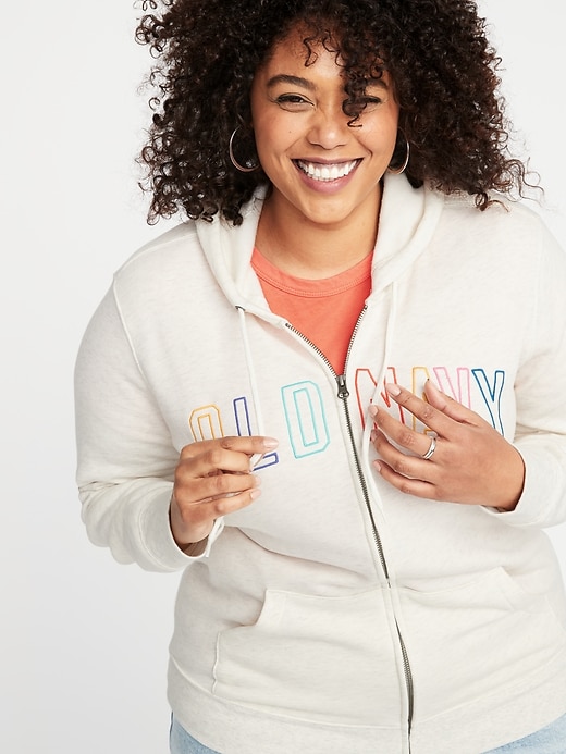 Image number 4 showing, Relaxed Plus-Size Logo-Graphic Zip Hoodie
