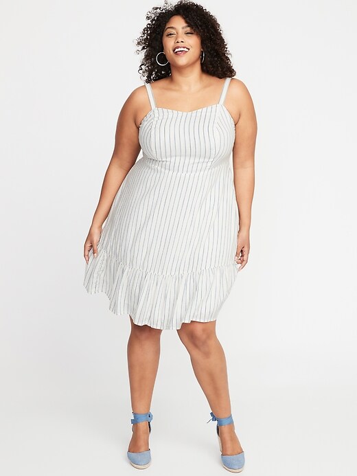 Image number 1 showing, Plus-Size Fit & Flare Striped Cami Dress