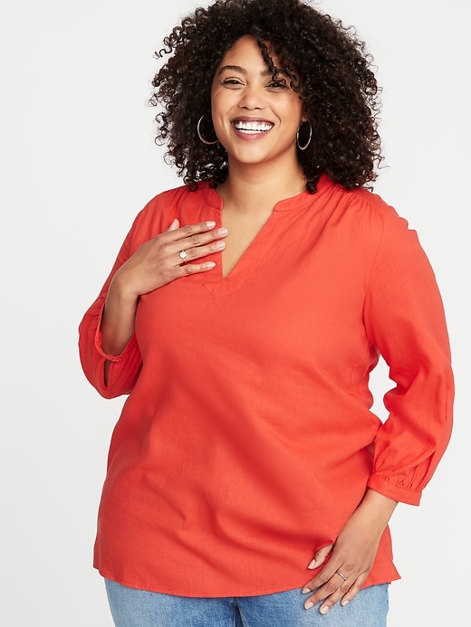 Linen-Blend Plus-Size Tunic | Old Navy