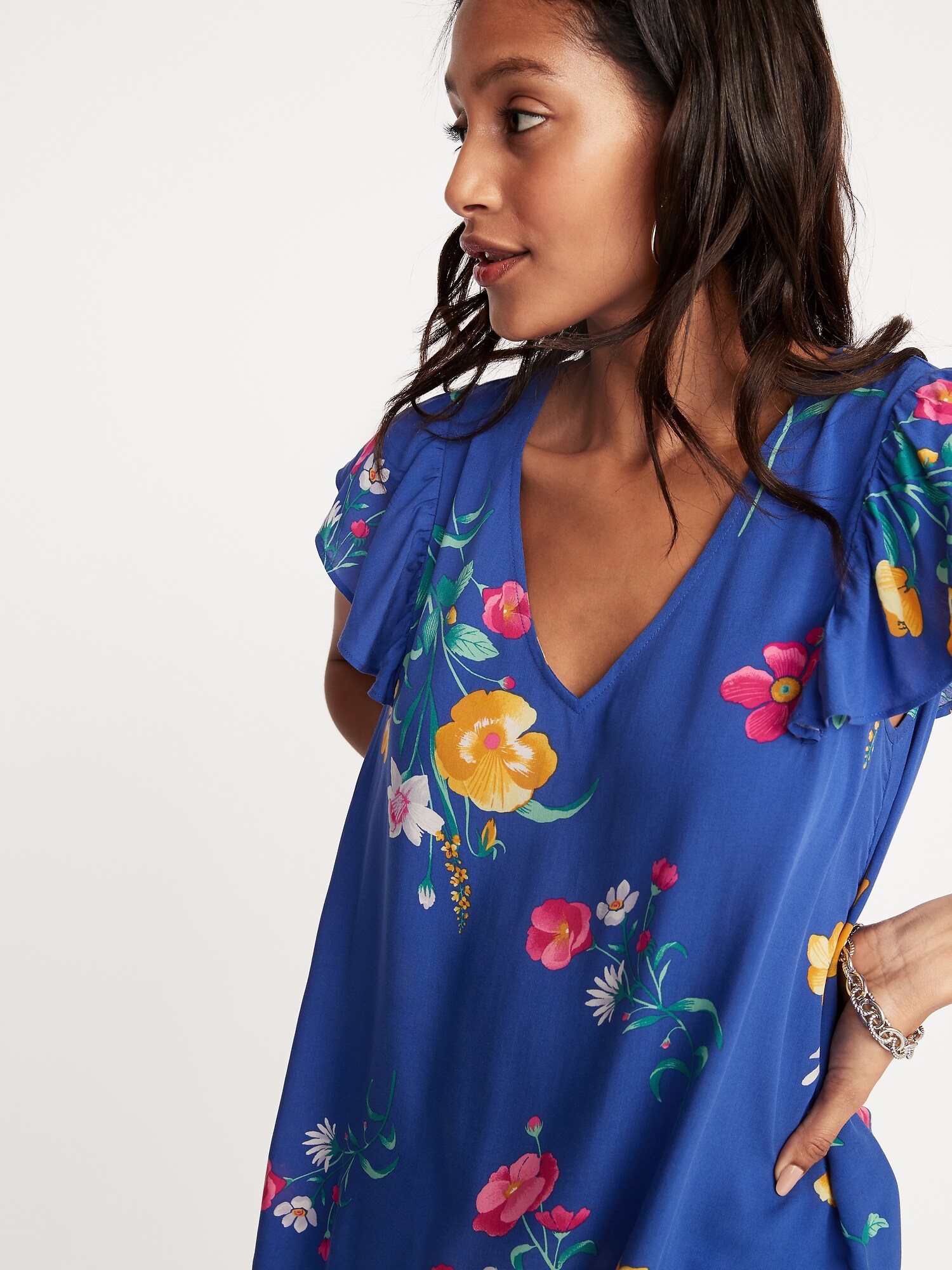 Lightweight Floral-Print Flutter-Sleeve Blouse for Women | Old Navy