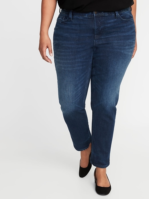 Image number 1 showing, High-Waisted Secret-Slim Pockets + Waistband Power Slim Straight Plus-Size Jeans
