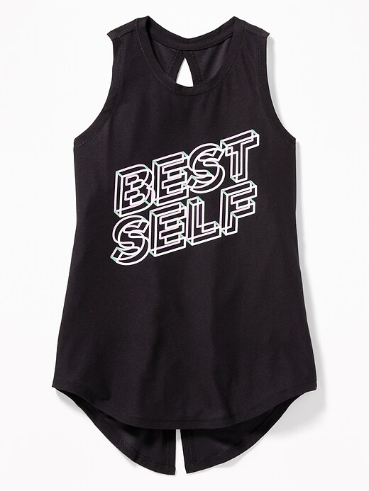 View large product image 1 of 1. Ultra-Soft Breathe ON Built-In Flex Tie-Back Tank for Girls
