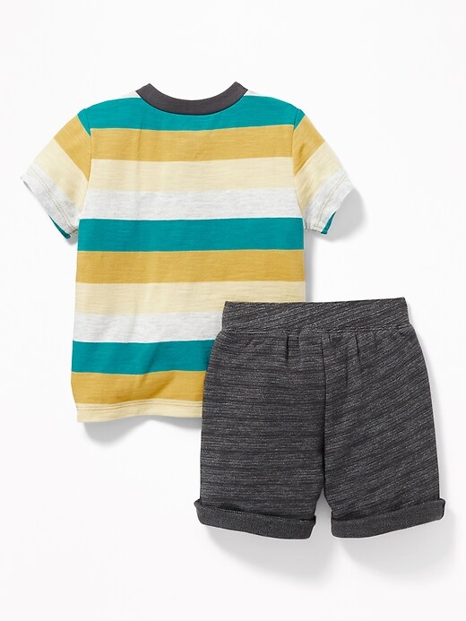 View large product image 2 of 2. Patterned Henley & French Terry Shorts Set for Baby