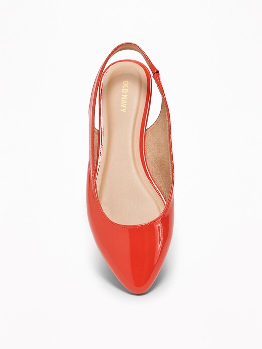 Image number 3 showing, Faux-Leather Slingback Flats for Women
