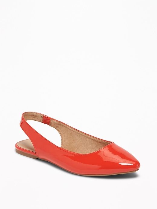Image number 1 showing, Faux-Leather Slingback Flats for Women