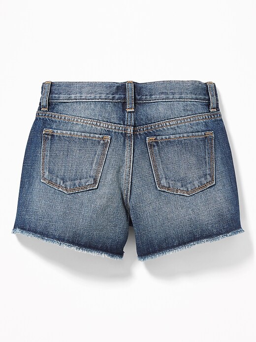 View large product image 2 of 3. High-Waisted Button-Fly Distressed Jean Cut-Offs For Girls