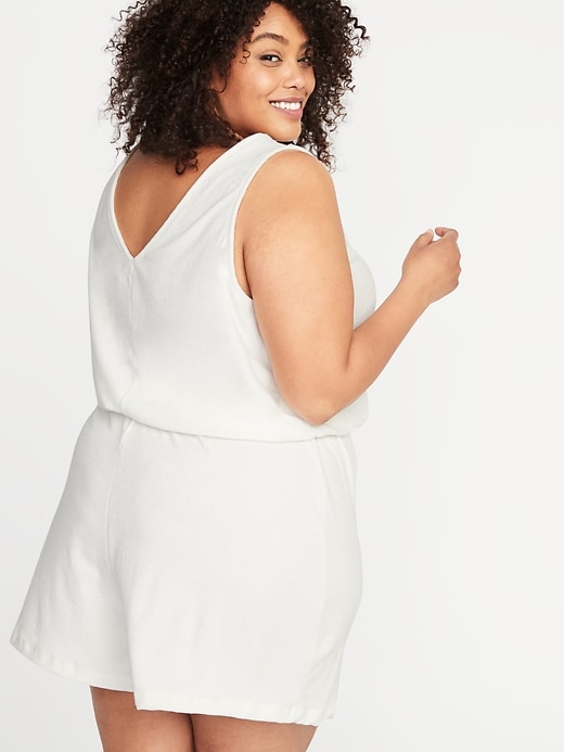 Image number 2 showing, Sleeveless Loop-Terry Plus-Size Romper
