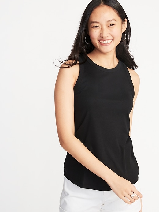 Image number 1 showing, Slim-Fit High-Neck Tank for Women