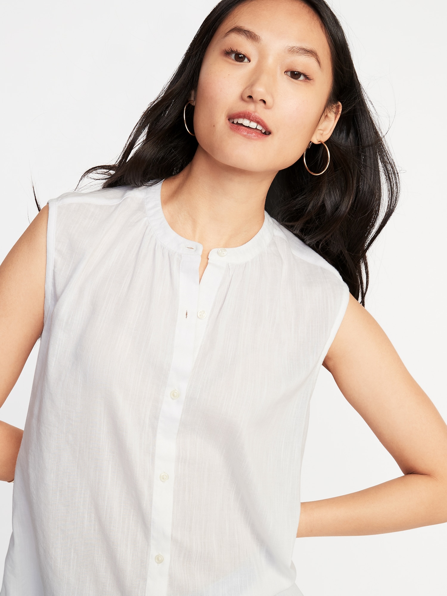 The Classic Sleeveless Button Front Shirt