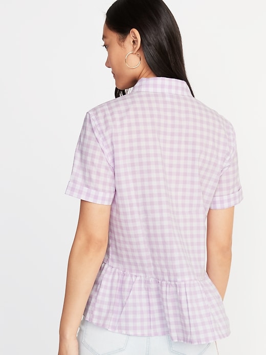 Image number 2 showing, Patterned Peplum-Hem Shirt for Women