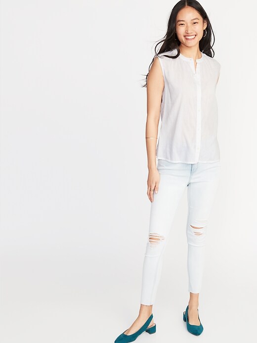 Image number 3 showing, Sleeveless Button-Front Shirt for Women