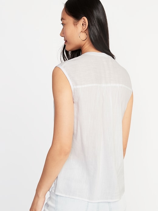 Image number 2 showing, Sleeveless Button-Front Shirt for Women
