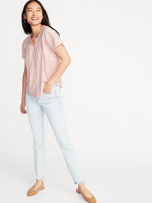 Image number 3 showing, Shirred Button-Front Blouse for Women