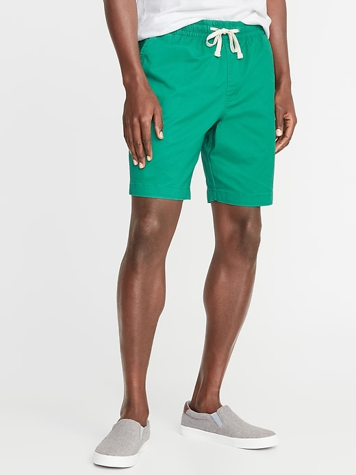 View large product image 1 of 1. Twill Drawstring Jogger Shorts - 9-inch inseam