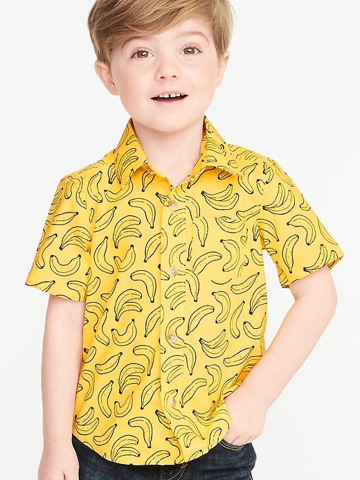 View large product image 1 of 4. Built-In Flex Banana-Print Shirt for Toddler Boys