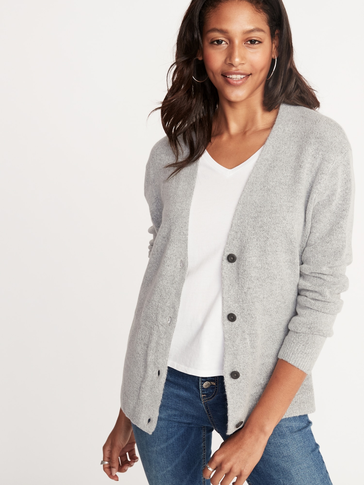 Slouchy Soft-Brushed V-Neck Cardi for Women | Old Navy