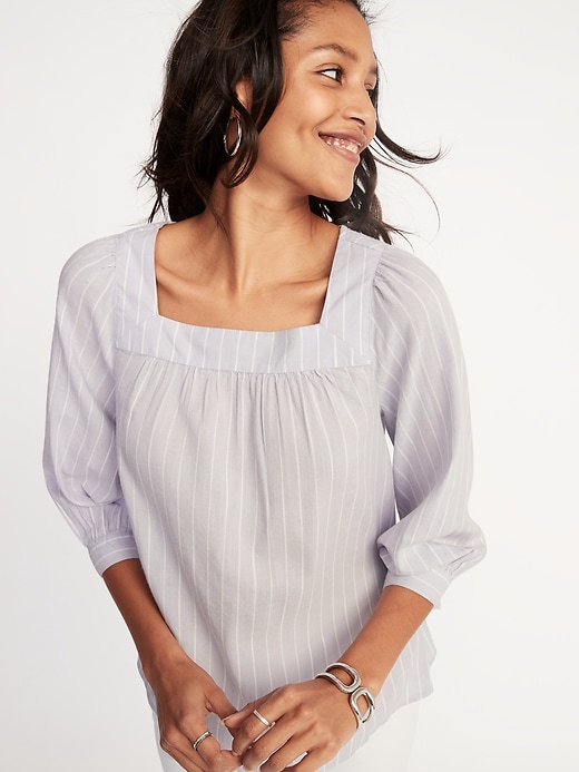 Image number 1 showing, Relaxed Square-Neck Top for Women