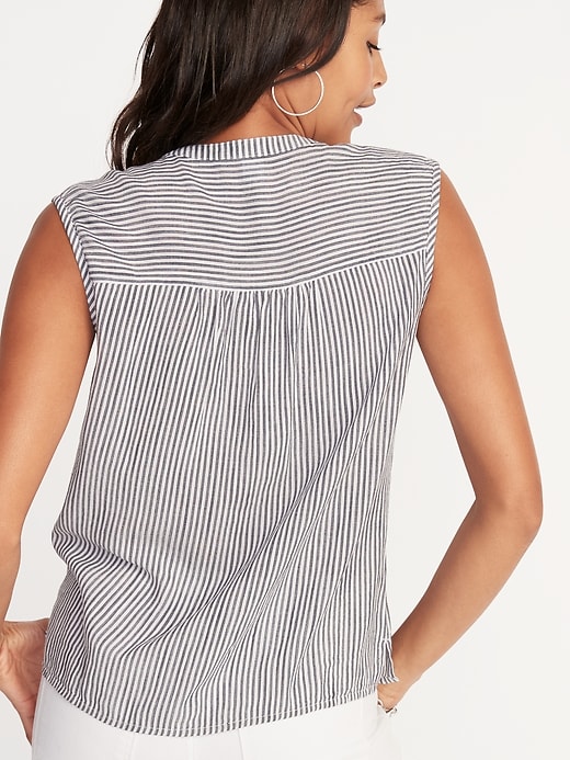 Image number 2 showing, Sleeveless Button-Front Striped Shirt for Women