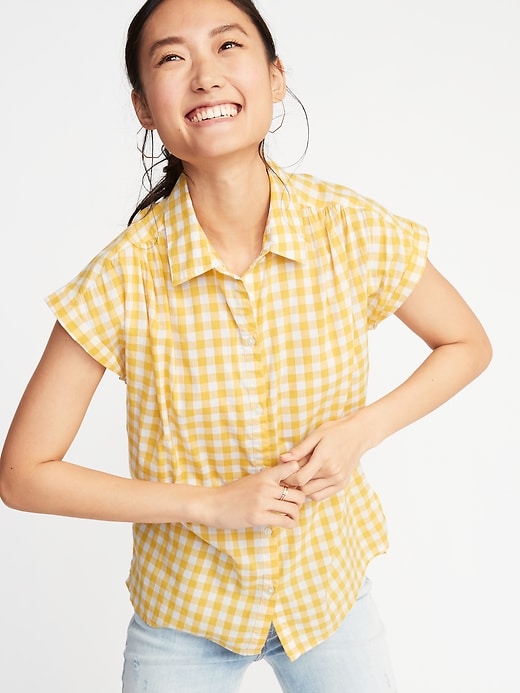 Image number 4 showing, Button-Front Gingham Shirt for Women