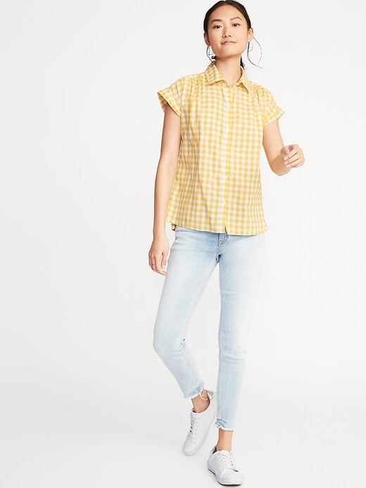 Image number 3 showing, Button-Front Gingham Shirt for Women