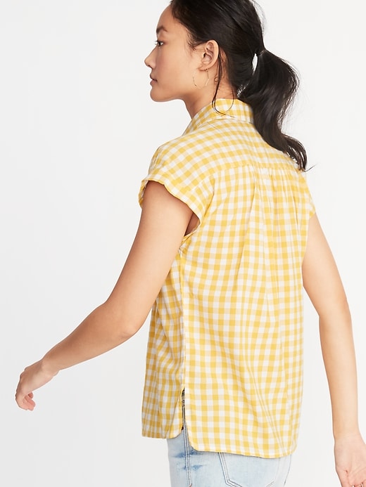 Image number 2 showing, Button-Front Gingham Shirt for Women