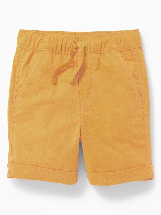 View large product image 1 of 1. Functional Drawstring Built-In Flex Pull-On Madras Shorts for Toddler Boys