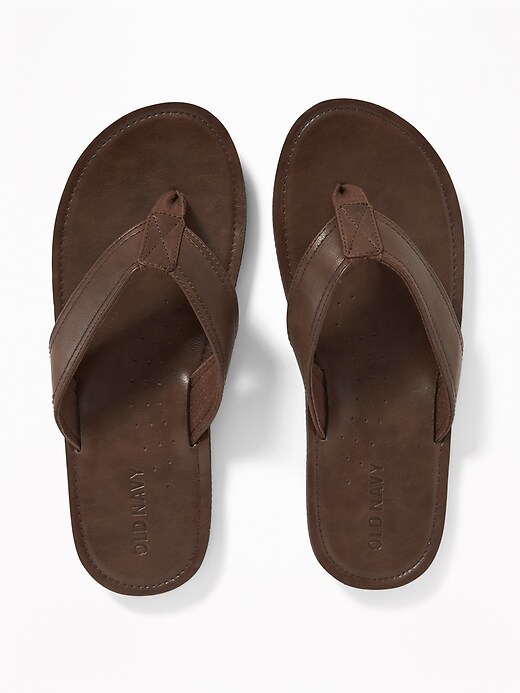 View large product image 1 of 1. Faux-Leather Flip-Flops