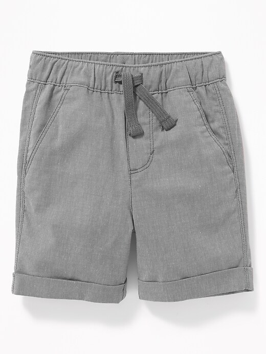 View large product image 1 of 1. Functional Drawstring Built-In Flex Pull-On Madras Shorts for Toddler Boys