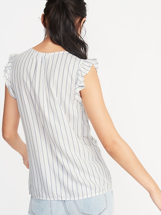 Image number 2 showing, Striped Ruffle-Trim Blouse for Women