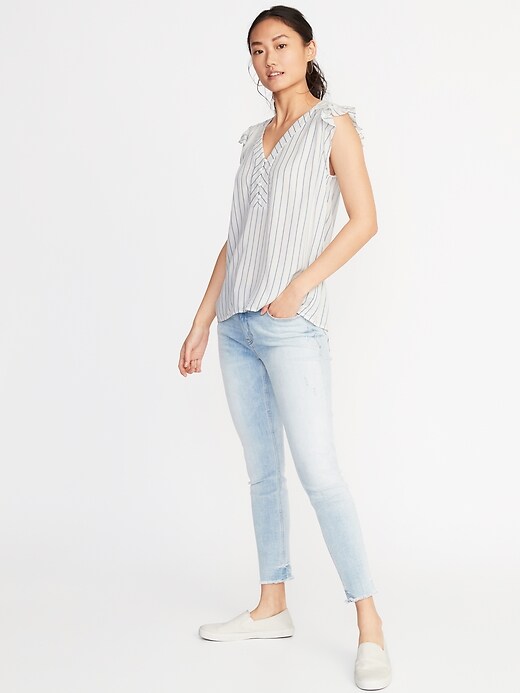 Image number 3 showing, Striped Ruffle-Trim Blouse for Women
