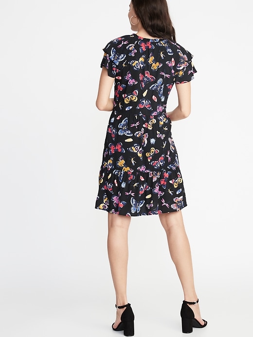 Image number 2 showing, Ruffled High-Neck Swing Dress for Women
