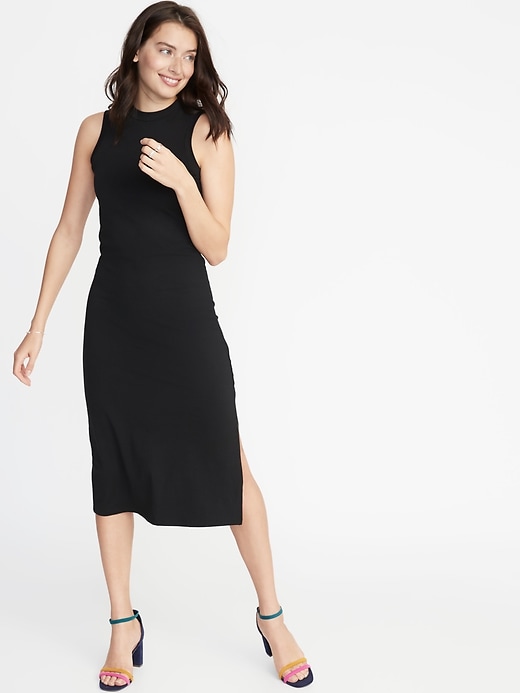 View large product image 1 of 2. Sleeveless High-Neck Jersey Midi for Women