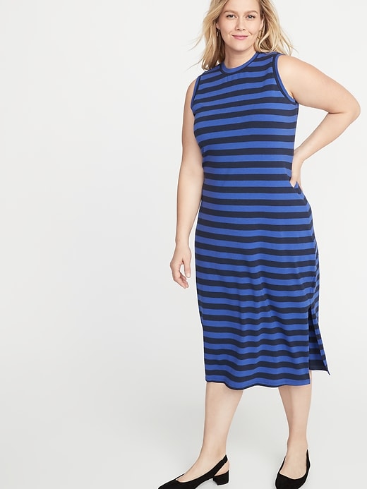View large product image 1 of 1. Sleeveless High-Neck Plus-Size Jersey Midi