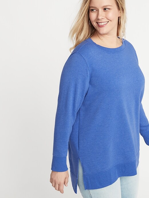 View large product image 1 of 1. French Terry Plus-Size Boyfriend Tunic Sweatshirt