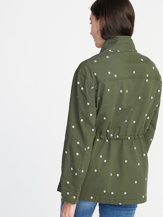 Image number 2 showing, Embroidered Daisy-Print Utility Jacket for Women