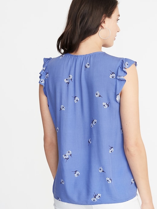 Image number 2 showing, Floral-Print Button-Front Top for Women