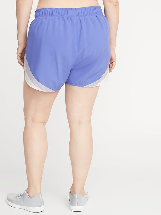 View large product image 2 of 3. Color-Blocked Plus-Size Run Shorts - 3.5-inch inseam