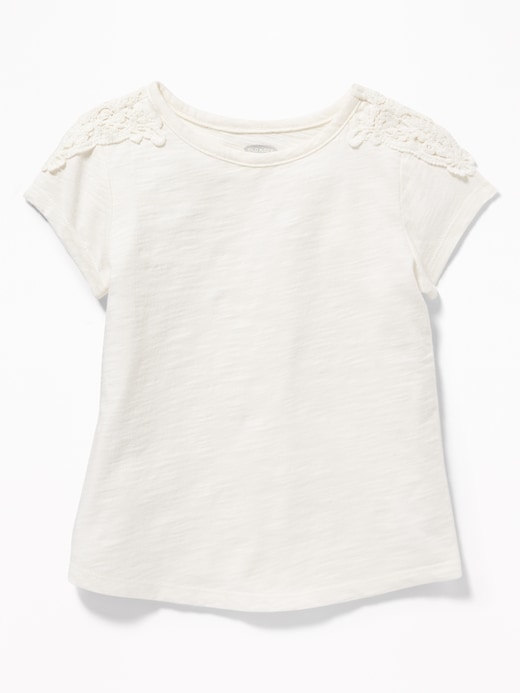 View large product image 1 of 1. Slub-Knit Lace-Trim Tee for Toddler Girls
