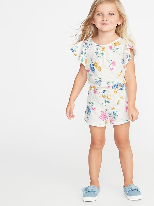 View large product image 1 of 3. Printed Slub-Knit Jersey Romper for Toddler Girls
