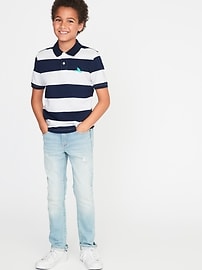 View large product image 3 of 3. Built-In Flex Embroidered Graphic Striped Polo For Boys