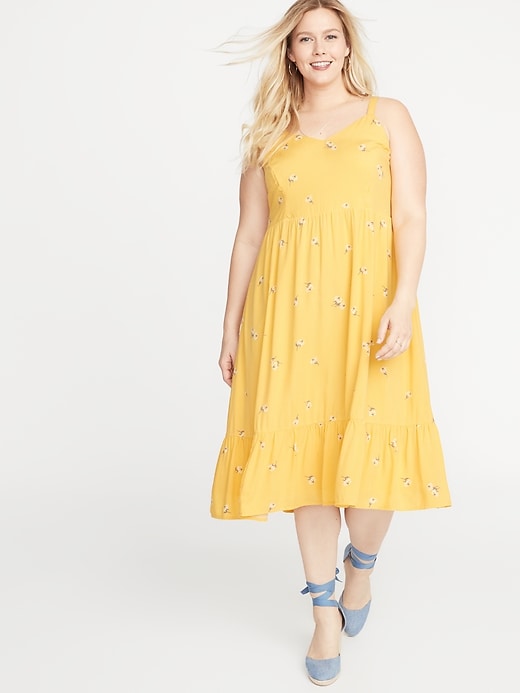 Image number 1 showing, Plus-Size Fit & Flare Tiered Cami Midi Dress