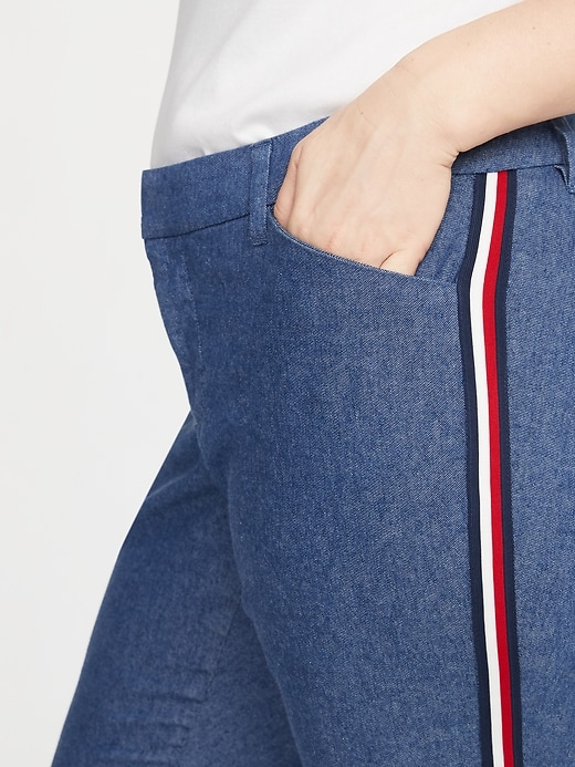 Image number 4 showing, Mid-Rise Secret-Slim Pockets Plus-Size Side-Stripe Pixie Pants