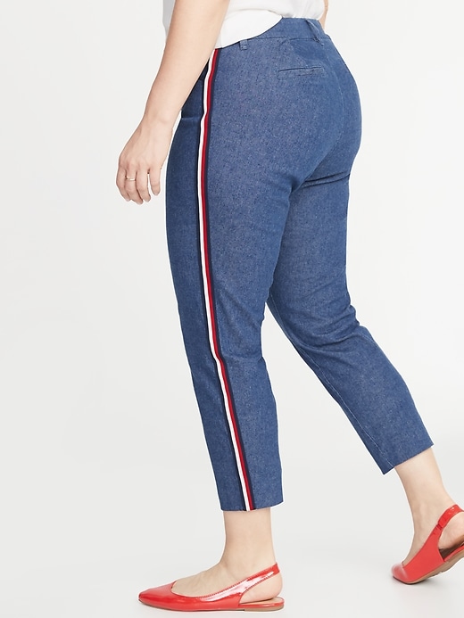 Image number 2 showing, Mid-Rise Secret-Slim Pockets Plus-Size Side-Stripe Pixie Pants