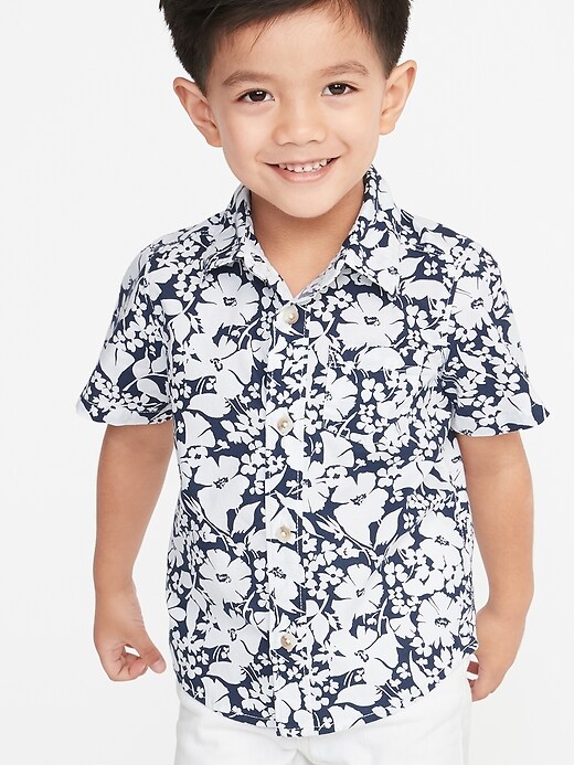 View large product image 1 of 4. Built-In Flex Floral-Print Shirt for Toddler Boys