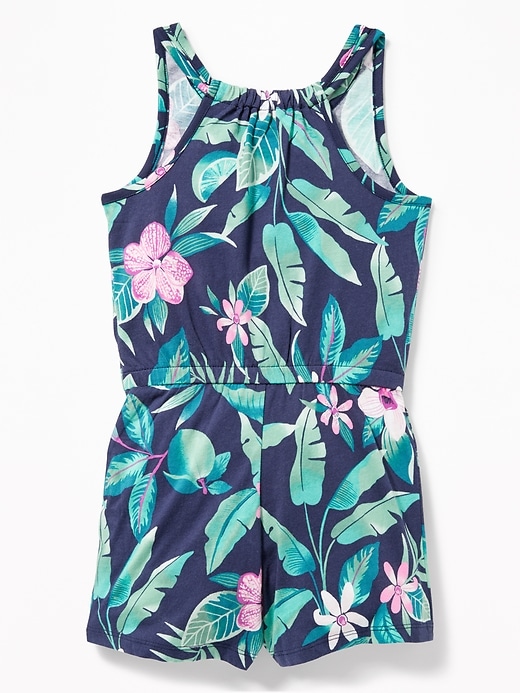 View large product image 2 of 3. Printed Jersey Racerback Romper for Girls