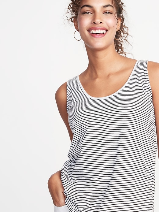 View large product image 1 of 1. Striped Scoop-Neck Jersey Tank for Women