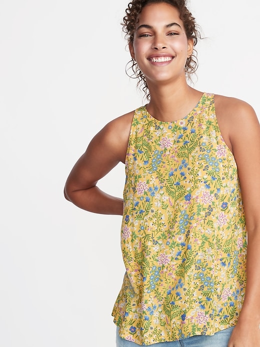Image number 1 showing, Floral-Print High-Neck Sleeveless Top For Women
