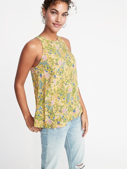 Floral-Print High-Neck Sleeveless Top For Women | Old Navy