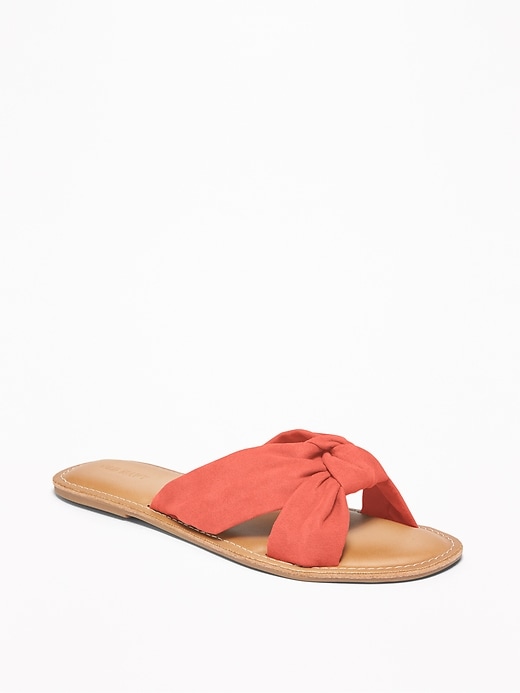 Image number 1 showing, Faux-Suede Knotted-Twist Slide Sandals for Women